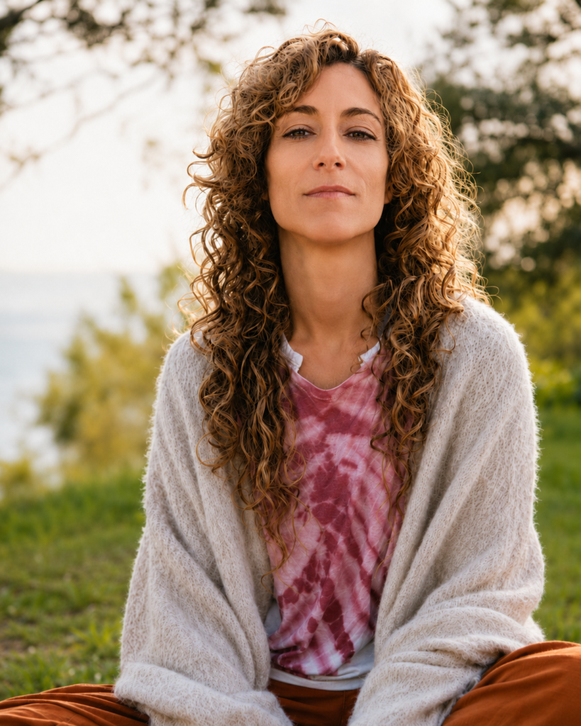Retrato de Mariela Gatto al aire libre para la sección Sobre mí